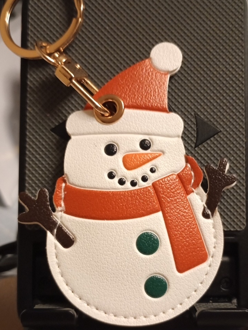 Air Tag Holder Orange & White Snowman Keychain, Bag chain, Backpack Accessory